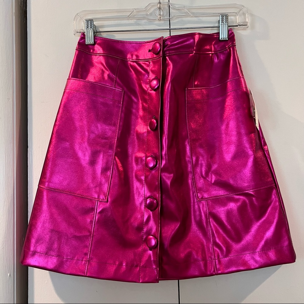 NEW Anthropologie Metallic Mini Skirt